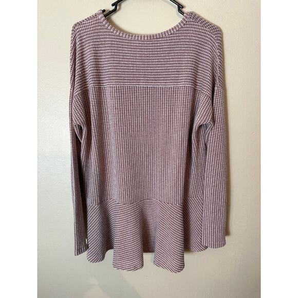 MTS Blouse Women Size Large Brown White Checked Tunic Long Sleeve - Picture 5 of 5